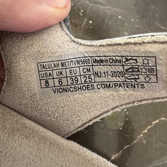 Vionic Talulah Pewter Metallic Sandals Size 8 Adjustable Arch Support Gray - Picture 7 of 7